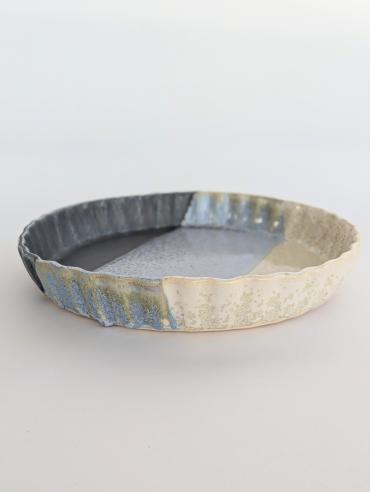 plat à tarte bleu mat
